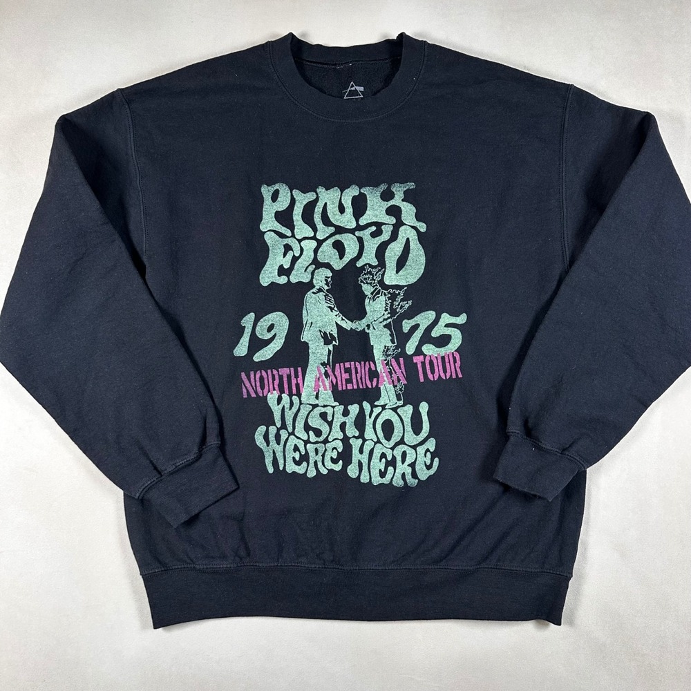 Pink Floyd Sweatshirt Mens Medium Wish You Were Here 1975 Tour Black Graphic